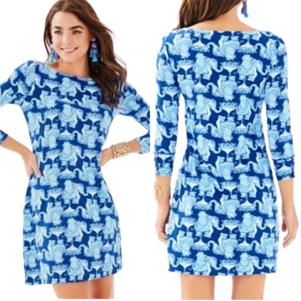 Lilly Pulitzer Blue Elephant Sophie UPF 50 Joy Ride Dress  size Medium
